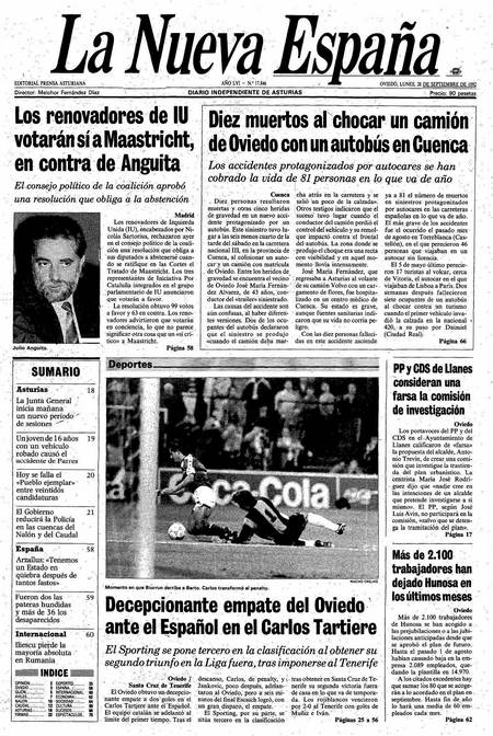 Portada Lunes 28 de  de 1992
