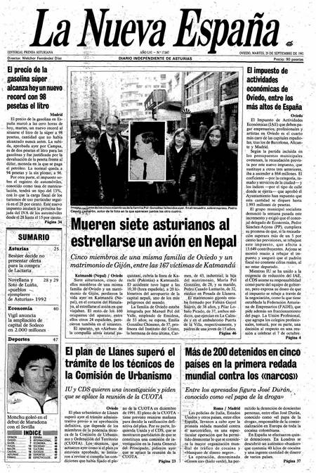 Portada Martes 29 de  de 1992