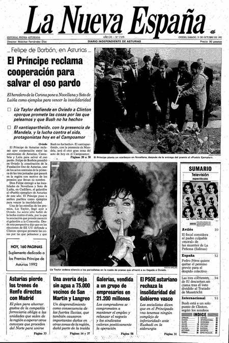 Portada Sábado 31 de Octubre de 1992