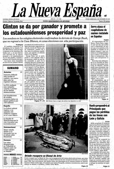 Portada Miércoles 4 de Noviembre de 1992