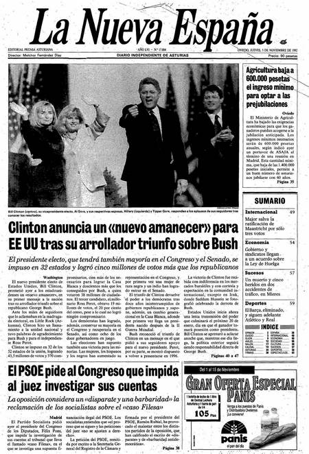 Portada Jueves 5 de Noviembre de 1992