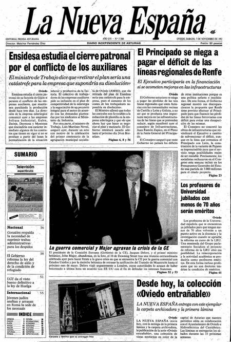 Portada Sábado 7 de Noviembre de 1992