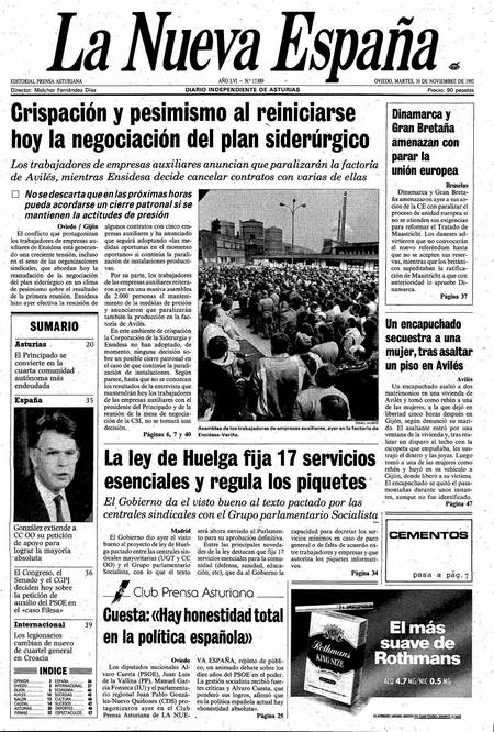 Portada Martes 10 de Noviembre de 1992