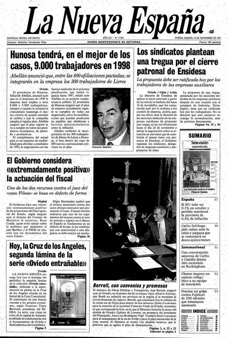 Portada Sábado 14 de Noviembre de 1992