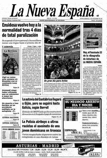Portada Domingo 15 de Noviembre de 1992