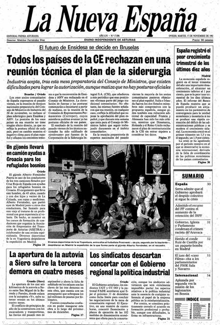 Portada Martes 17 de Noviembre de 1992