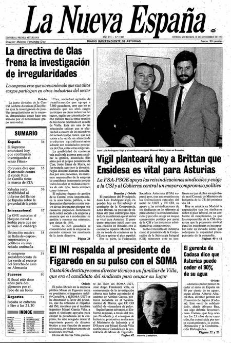 Portada Miércoles 18 de Noviembre de 1992