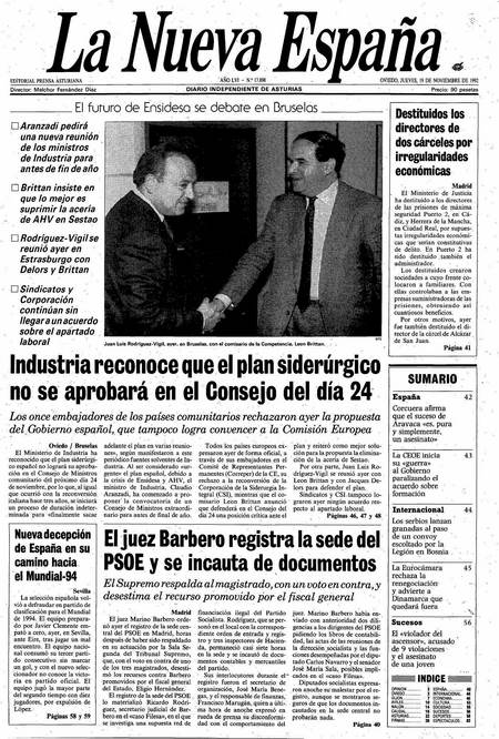 Portada Jueves 19 de Noviembre de 1992