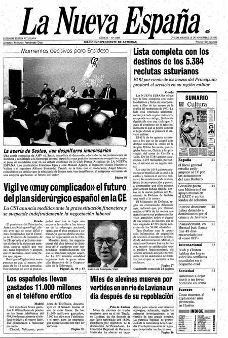 Portada Viernes 20 de Noviembre de 1992