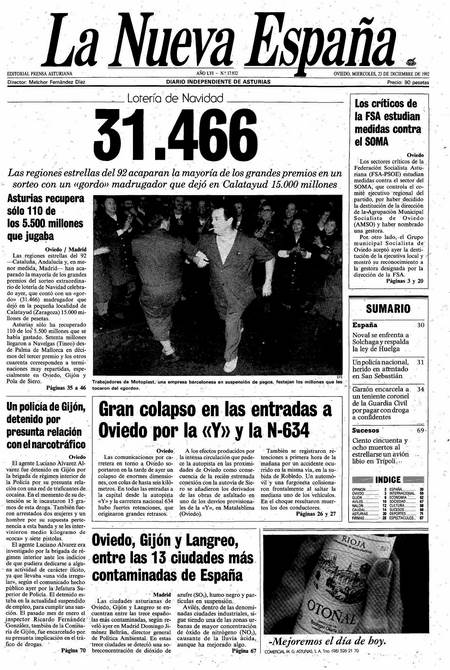 Portada Miércoles 23 de Diciembre de 1992