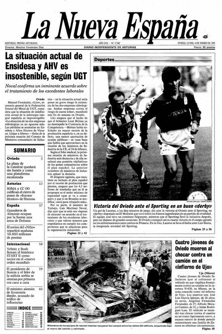 Portada Lunes 4 de  de 1993