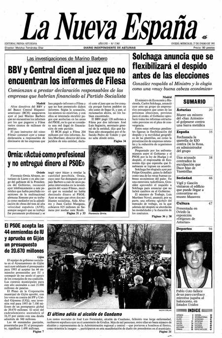 Portada Miércoles 27 de  de 1993