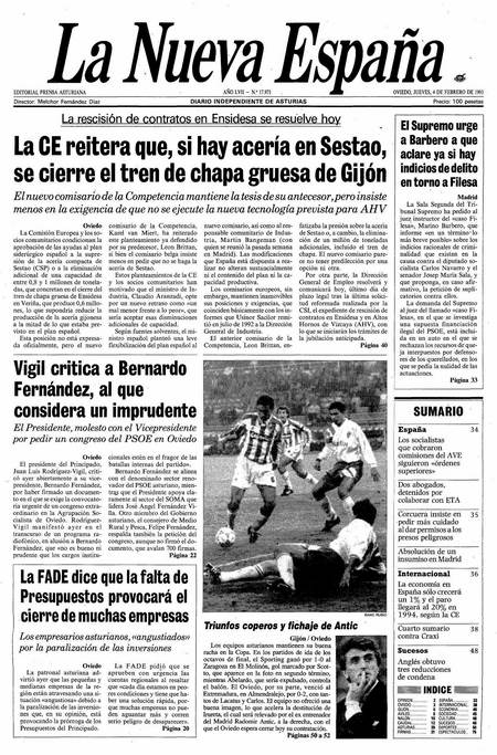 Portada Jueves 4 de  de 1993