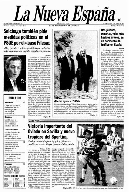 Portada Lunes 5 de  de 1993