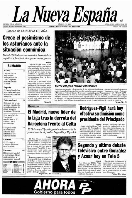 Portada Lunes 31 de  de 1993
