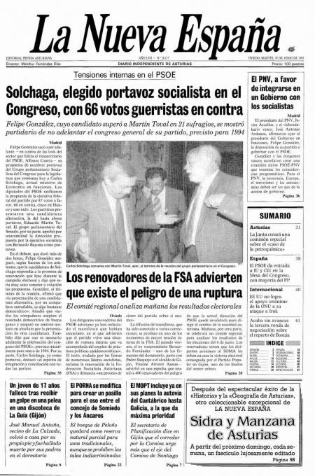 Portada Martes 29 de  de 1993