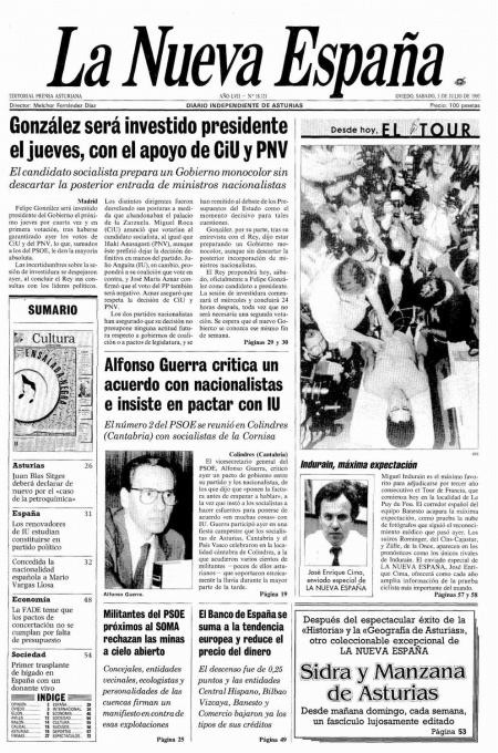 Portada Sábado 3 de  de 1993