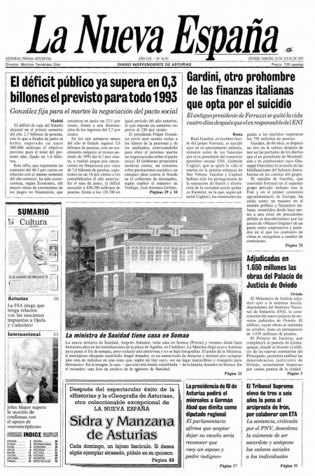 Portada Sábado 24 de  de 1993
