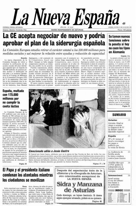 Portada Jueves 29 de  de 1993