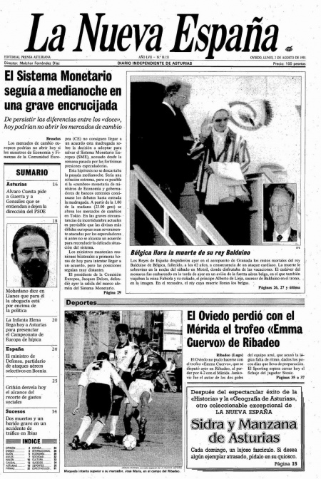 Portada Lunes 2 de  de 1993