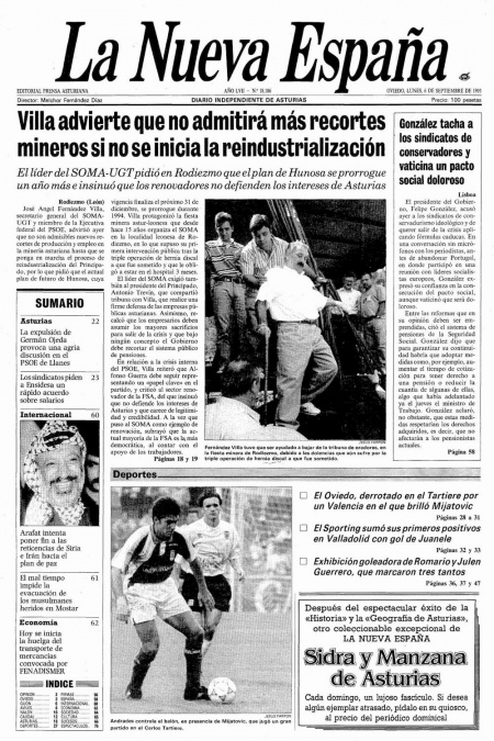 Portada Lunes 6 de  de 1993