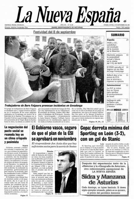 Portada Jueves 9 de  de 1993