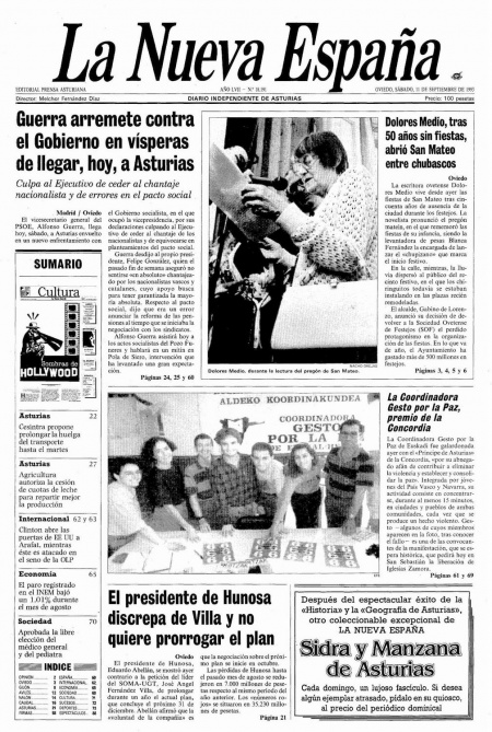 Portada Sábado 11 de  de 1993