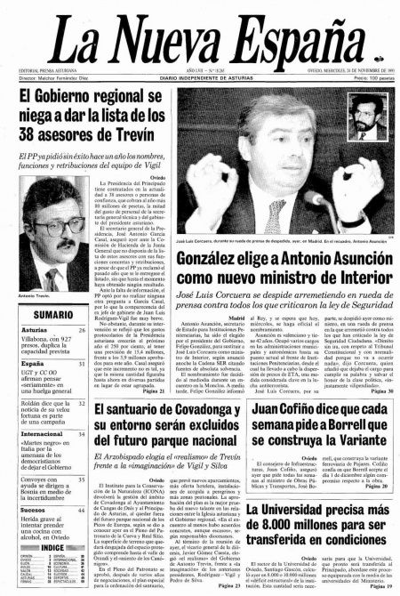 Portada Miércoles 24 de Noviembre de 1993
