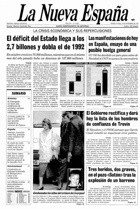 Portada Jueves 25 de Noviembre de 1993