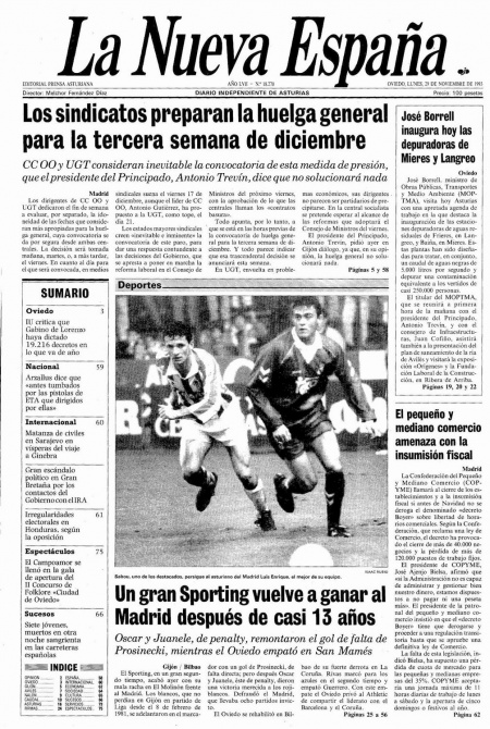 Portada Lunes 29 de Noviembre de 1993