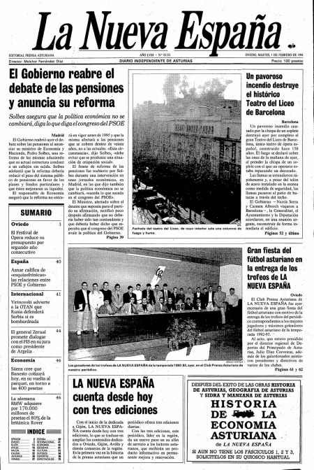 Portada Martes 1 de  de 1994