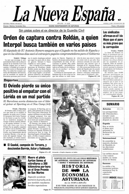 Portada Lunes 2 de  de 1994