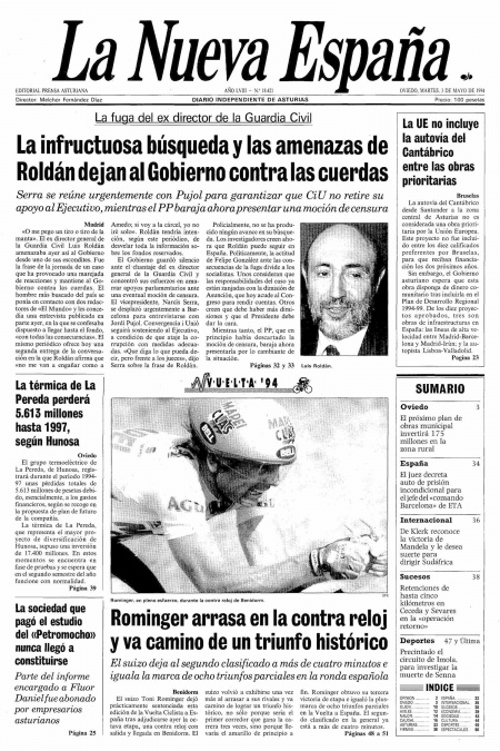 Portada Martes 3 de  de 1994