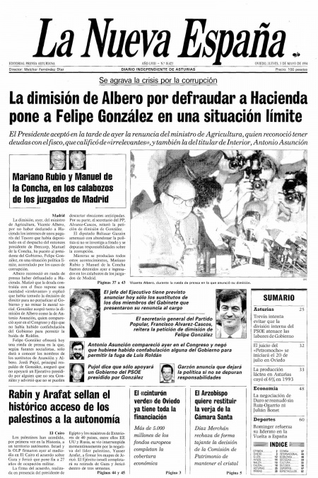 Portada Jueves 5 de  de 1994
