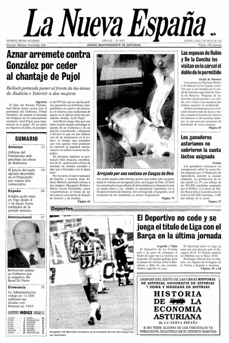Portada Lunes 9 de  de 1994