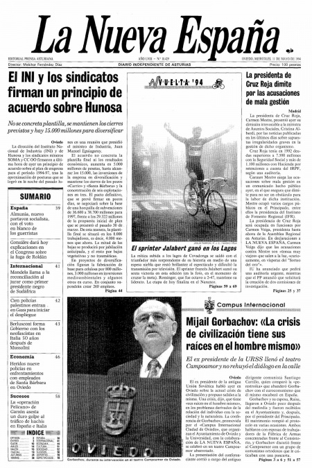 Portada Miércoles 11 de  de 1994