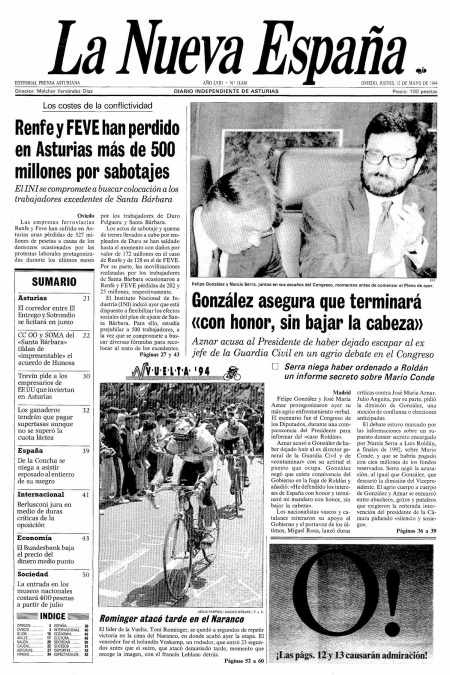 Portada Jueves 12 de  de 1994