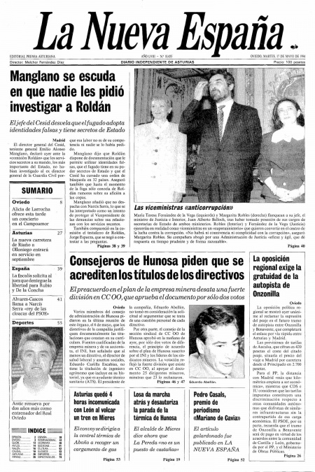 Portada Martes 17 de  de 1994