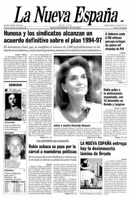 Portada Sábado 21 de  de 1994