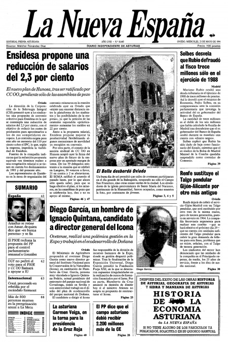 Portada Miércoles 25 de  de 1994