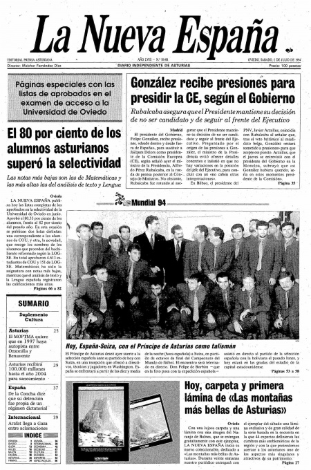 Portada Sábado 2 de  de 1994