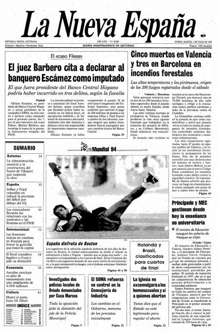 Portada Martes 5 de  de 1994