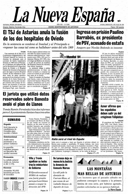 Portada Miércoles 6 de  de 1994