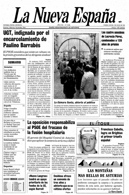 Portada Jueves 7 de  de 1994