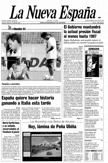 Portada Sábado 9 de  de 1994