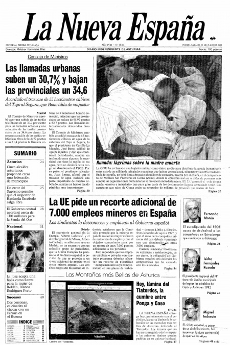 Portada Sábado 23 de  de 1994