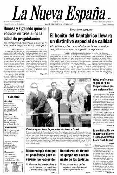 Portada Martes 9 de  de 1994