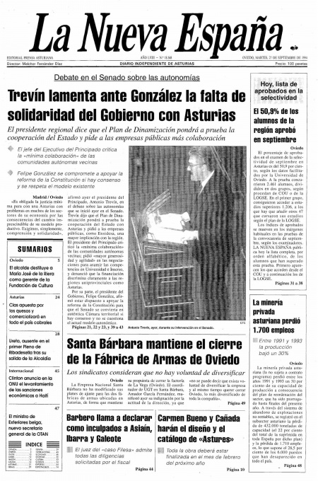 Portada Martes 27 de  de 1994