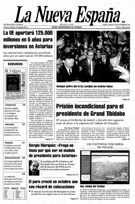 Portada Sábado 12 de Noviembre de 1994