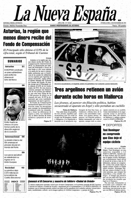 Portada Lunes 14 de Noviembre de 1994